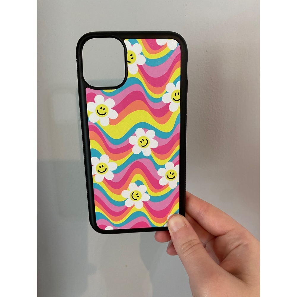 Phone Case Unisex iPhone 11 Multicolor Retro Wavy Daisy Smiley Face Groovy